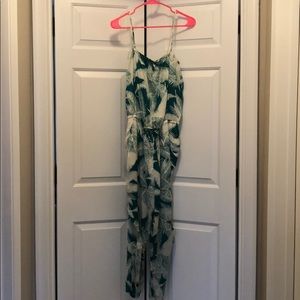 J.Crew L Petite Silk Romper with Green Ferns 🍃